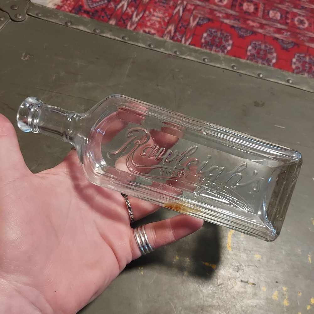 Vintage Rawleigh's Embossed Clear Glass Apothecary Medicine Bottle Freeport ILL